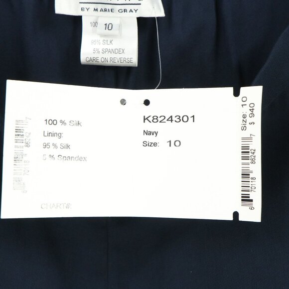 NWT St. John Evening Chiffon Silk Layered Wide Leg Navy Dress Pants 10 - Picture 9 of 9